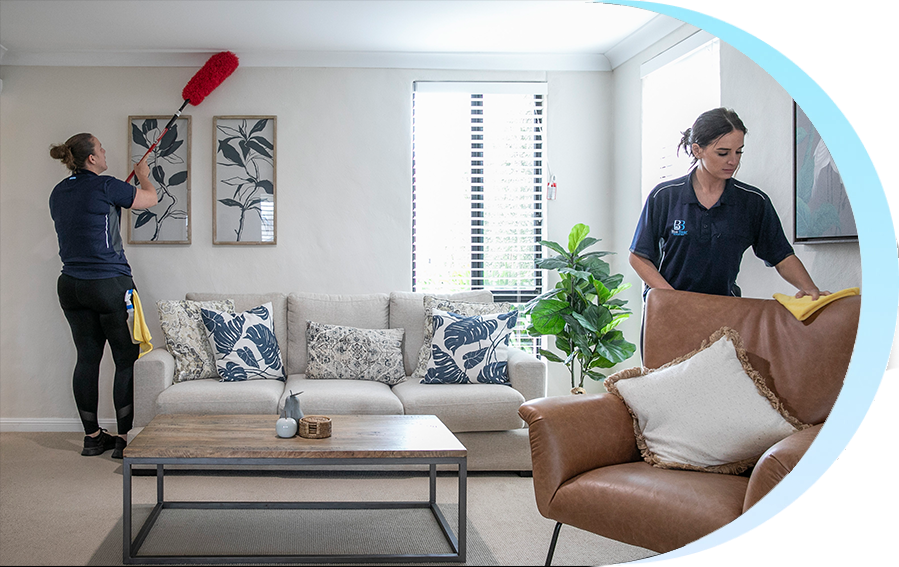 BlueBear Cleaning team members providing household cleaning support